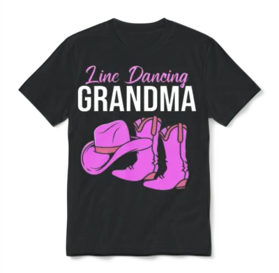 Country Western Boots Line Dancing Grandma Unisex T-Shirt - Black