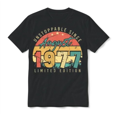 1977 August Retro Unisex T-Shirt - Black