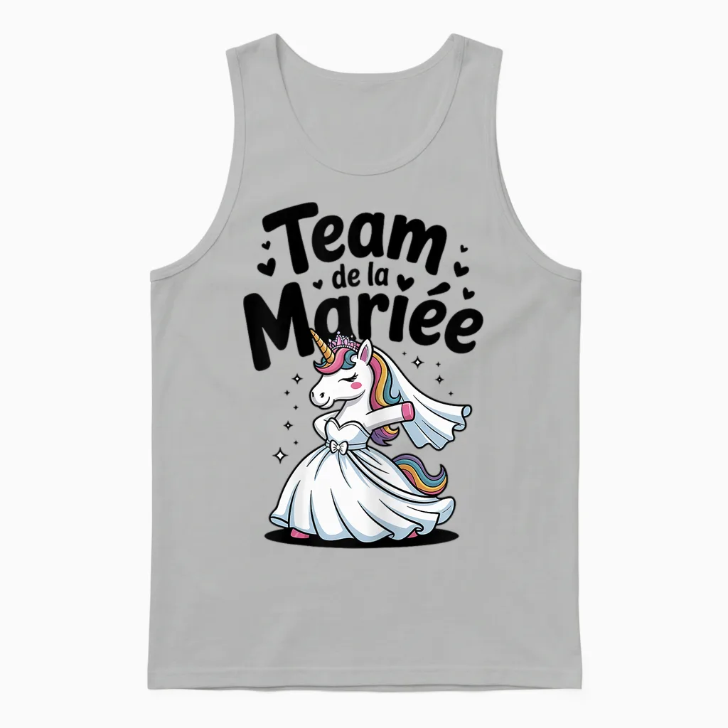 Team Future Bride Evjf Humour Wedding Bride Unicorn Unisex Tank Top in Ash