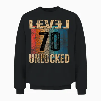 70. Geburtstag Level Unlocked Vintage Retro Unisex Sweatshirt - Black