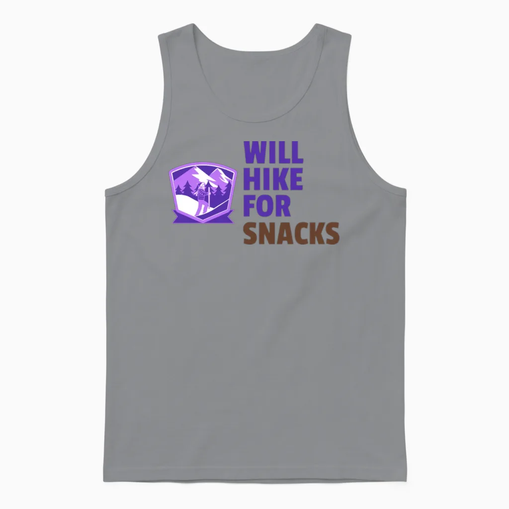 Will Hike for Snacks - Hiking Unisex Tank Top in Sport Grey