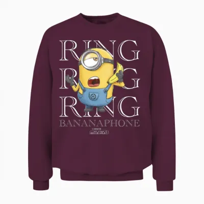 Minions Ring Ring Ring Bananaphone Rings Unisex Sweatshirt - Maroon