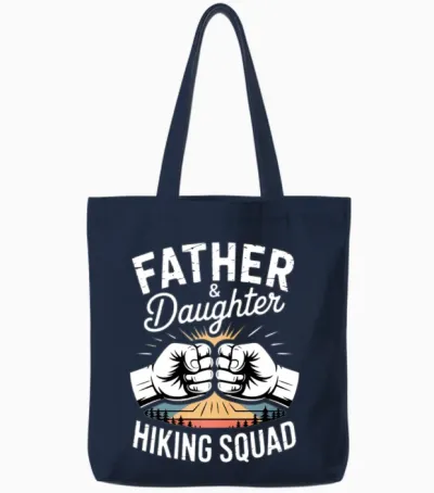 Father Daughter Hiking Squad Hiking Tote Bags - Navy