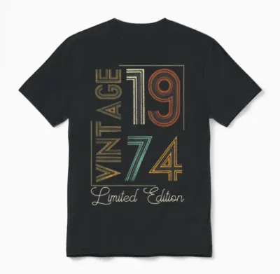 Vintage 1974 Limited Edition Aged to Perfection Unisex T-Shirt - Black