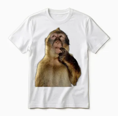 Thinking Monkey Funny Meme Cute Unisex T-Shirt - White