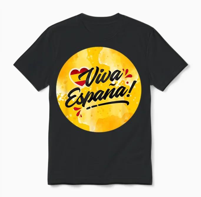 Spanien Flagge Spain Flag Damen Espana Deko Kinder Espana Unisex T-Shirt in Black