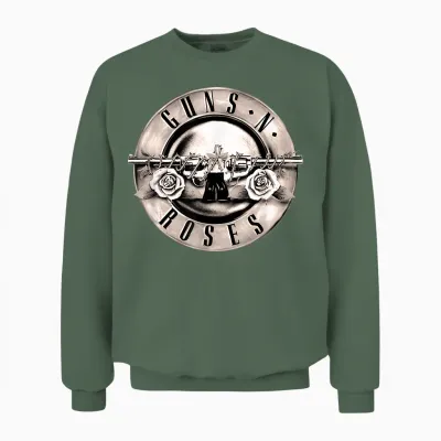 Official Guns N' Roses Vintage Ball Logo Rock Band Music Unisex Sweatshirt - Military Green
