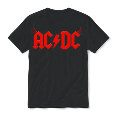 Ac/dc Red Logo with Devil's Horns Unisex T-Shirt - Black