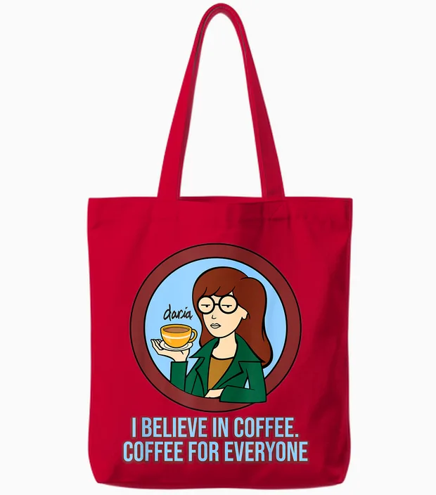 Mademark X Daria - I Believe in Coffee - Coffee for Everyone Tote Bags in Red
