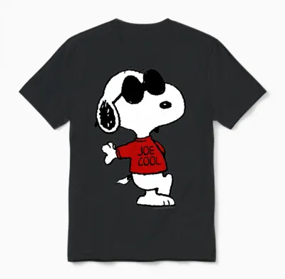 Peanuts Snoopy Joe Cool Old School Comic Geek Années 80 90 Rétro Manche Longue Unisex T-Shirt - Black