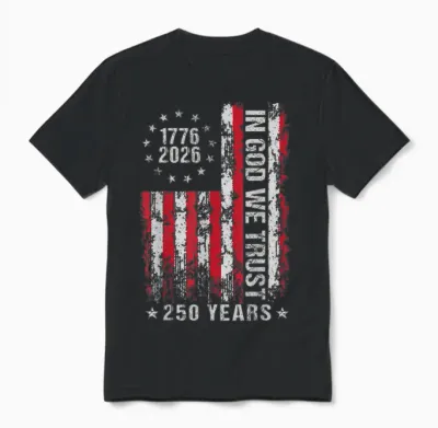 In God We Trust 250 Years Patriotic Freedom Usa Flag Vintage Unisex T-Shirt - Black