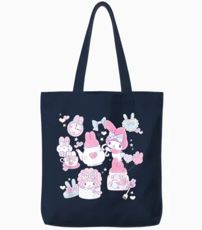 My Melody Tea Party with Friends Tote Bags - Navy