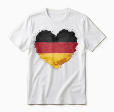 Deutsch Banner Fan Deutschland Flagge Herzform Kunst Unisex T-Shirt - White