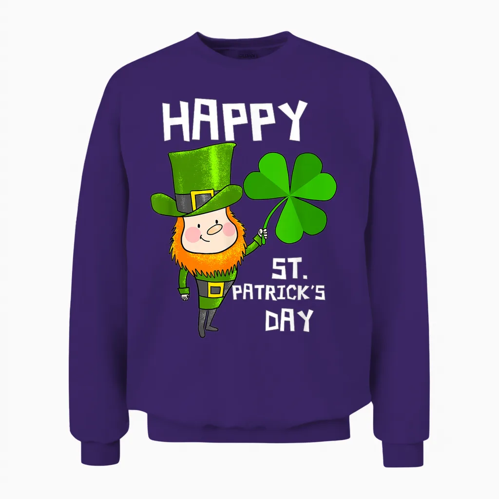 Happy St. Patrick's Day Kobold Erwachsene Männer Frauen Kinder Unisex Sweatshirt in Purple