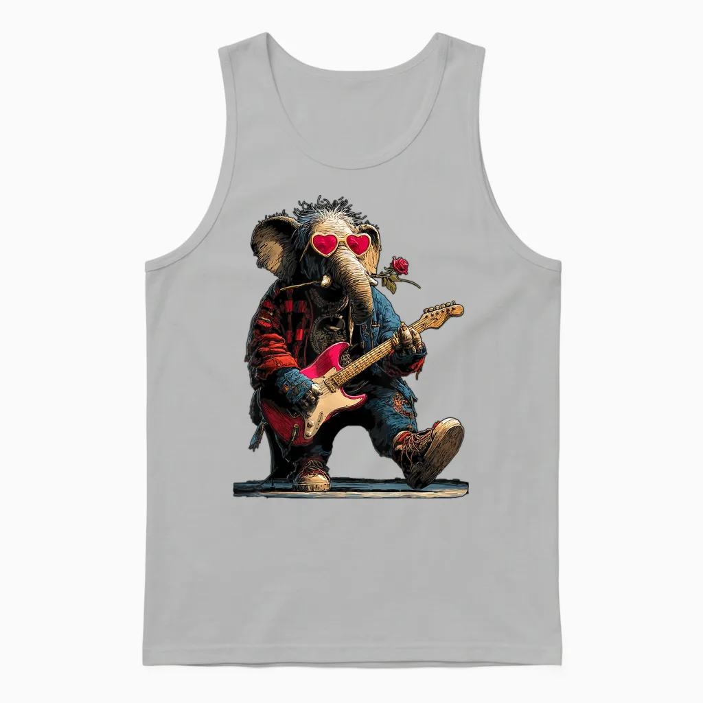 éléphant Jouant De La Guitare Guitariste Animal Saint-Valentin Unisex Tank Top in Ash