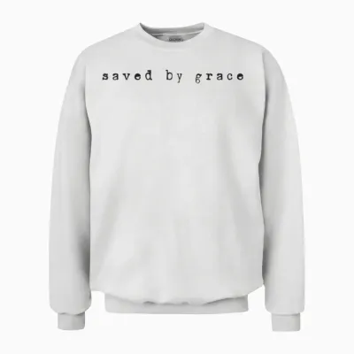 Vintage Schreibmaschine 'saved by Grace' Christlicher Glaube Design Unisex Sweatshirt - White