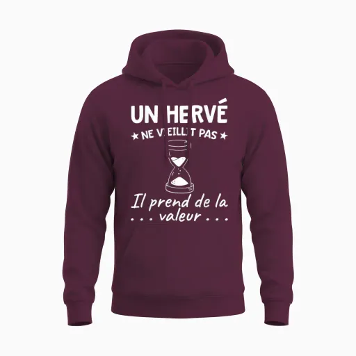 Hervé Value | Birthday Funny Funny Dad Father Name T-Shirt, Black, S Unisex Hoodie - Maroon