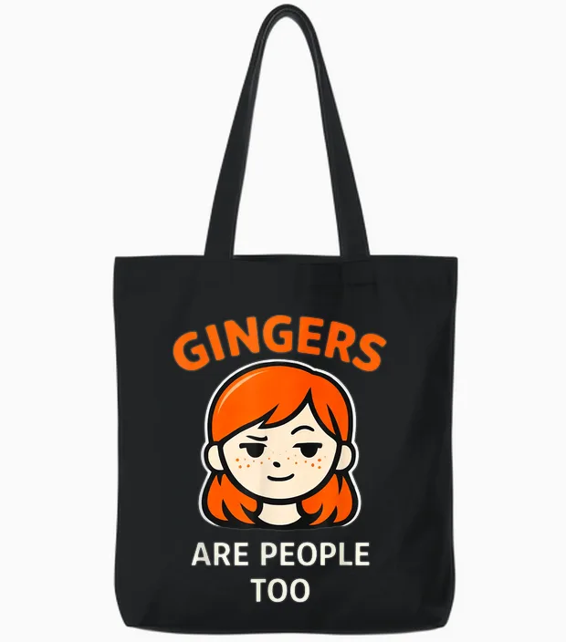 Gingers Are People Too Funny Rousse Humour Tote Bags in Black