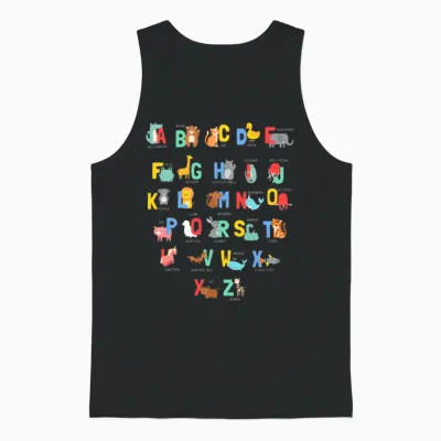 Animal Alphabet Funny Unisex Tank Top - Black