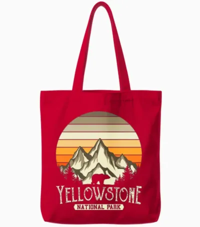 Yellowstone National Park Hiking Tote Bags - Red