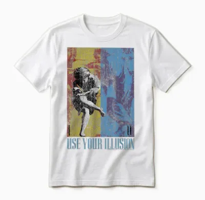 Guns 'n' Roses Double Illusion Rock Music Band T-Shirt, Black Unisex T-Shirt - White