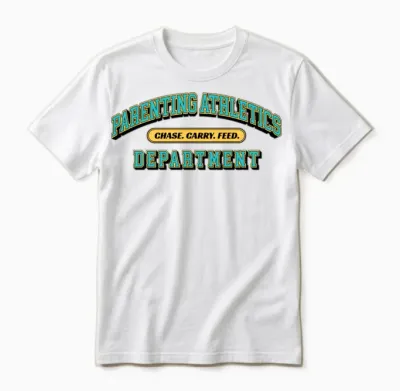 Parenting Athletics – Chase Carry Feed Unisex T-Shirt - White