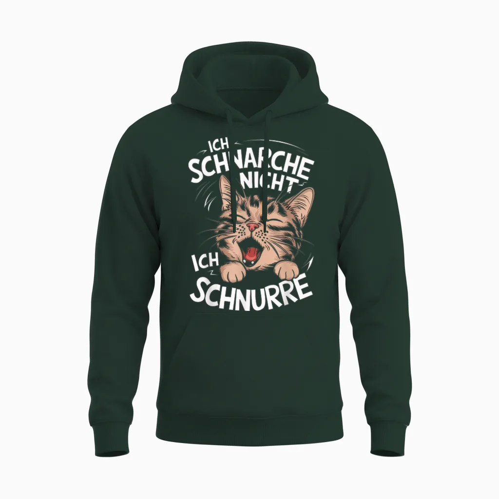 T-Shirt with German Text "ich Schnarche Nicht Ich Schnurre Katzen" [german, Black Unisex Hoodie in Forest
