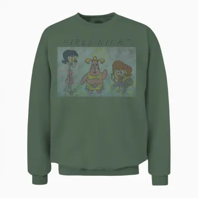 Spongebob Squarepants Patrick Squidward Girls Night Unisex Sweatshirt - Military Green