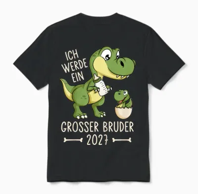 Kinder Geschwister Baby Dino Ich Werde Ein Großer Bruder 2027 Unisex T-Shirt - Black