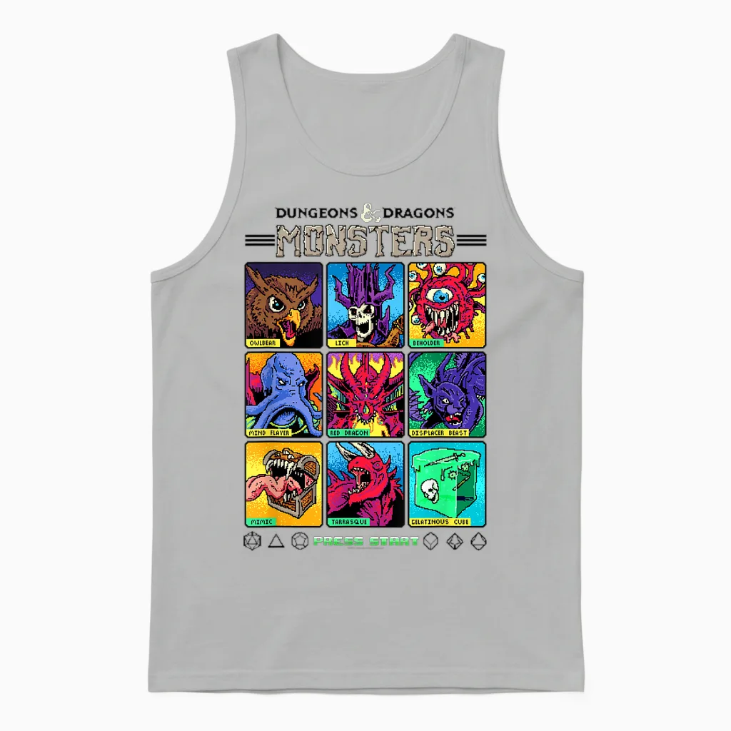 Dungeons & Dragons Wizards of the Coast Monster Select Menu T-Shirt, Gray Unisex Tank Top in Ash