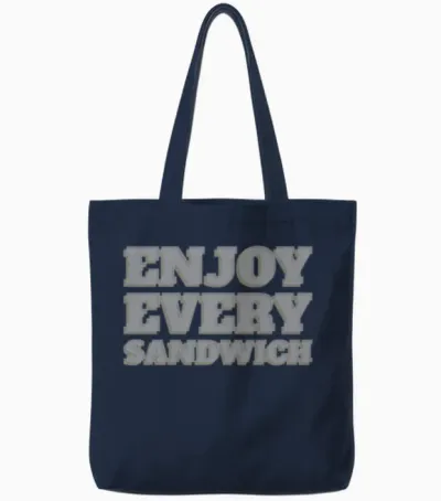 Enjoy Every Sandwich Retro Tote Bags - Navy