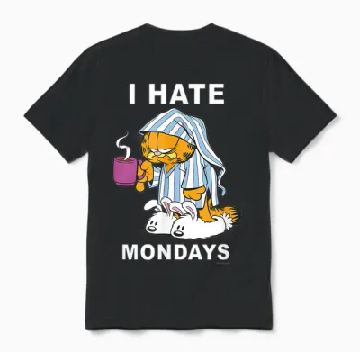 Garfield I Hate Mondays Coffee Garfield Unisex T-Shirt - Black