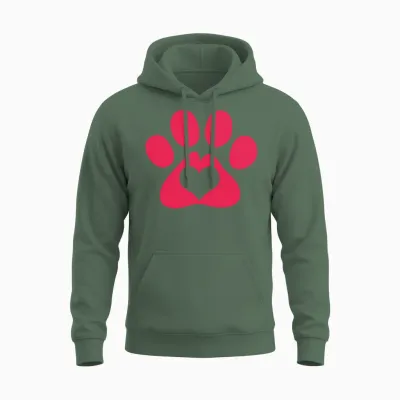 Dog Paw Adopt a Pet Dog Rescue Unisex Hoodie - Military Green