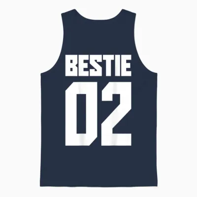 Bestie 01 Bestie 02 Bestie Squad Matching Bff Friend Crew T-Shirt, Black, S Unisex Tank Top - Navy