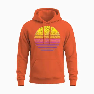 Sun Synthwave Retro Unisex Hoodie - Orange
