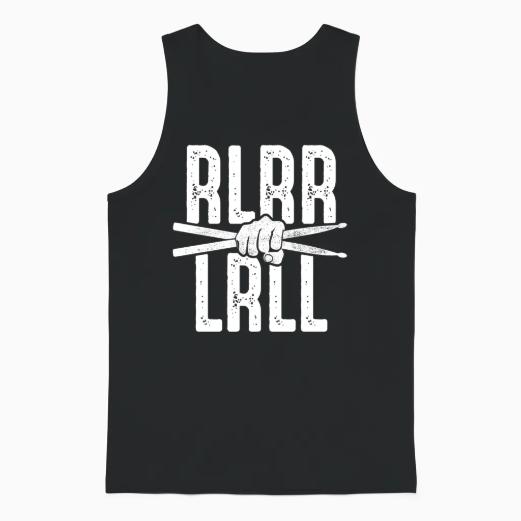 Rudimento Rlrr Lrll Drummer Paradiddle Rock Music Unisex Tank Top in Black