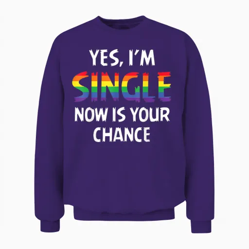 Single Pride Rainbow Queer Lesben Gay Csd Party Lgbtq Unisex Sweatshirt - Purple