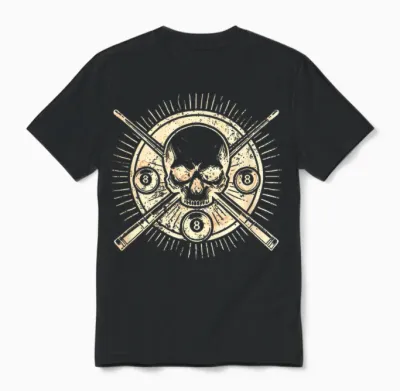 Pool Table Snooker Billiards T-Shirt Game, Black, S Unisex T-Shirt - Black