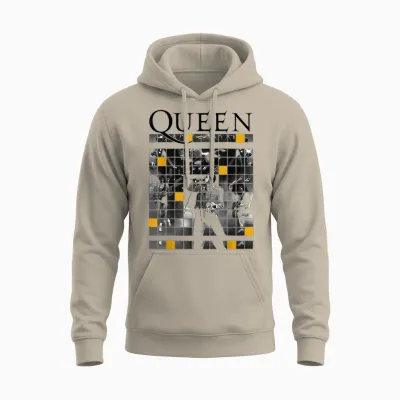 Queen Official Live Concert Blocks Unisex Hoodie - Sand