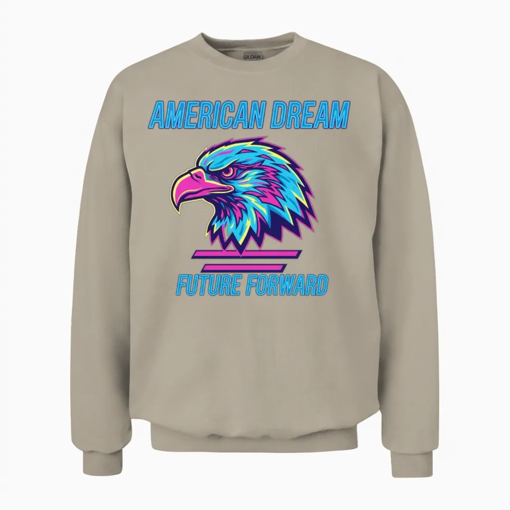 Neon Eagle American Dream Wildlife Gift Unisex Sweatshirt in Sand