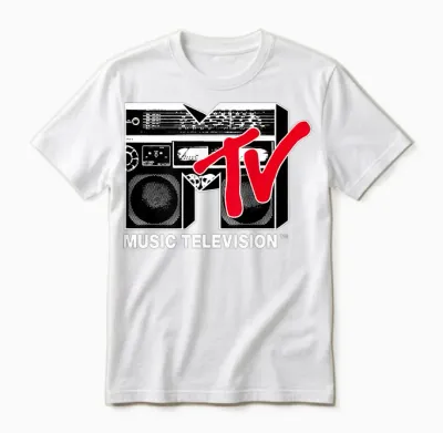 Mtv Logo Red Boombox Graphic Unisex T-Shirt - White
