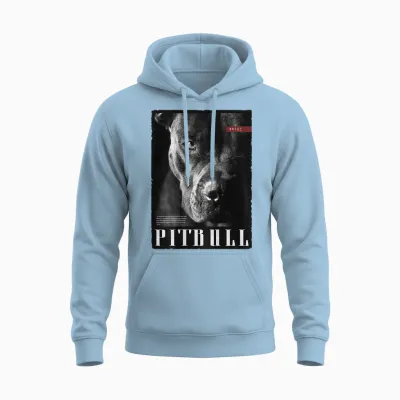 Dog Wild Dog Terrier Portrait Bulldog Backprint Pitbull T-Shirt, Black, S Unisex Hoodie - Light Blue
