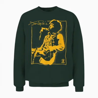 Jimi Hendrix Spray Paint Graffiti Portrait Vintage Band Unisex Sweatshirt - Forest