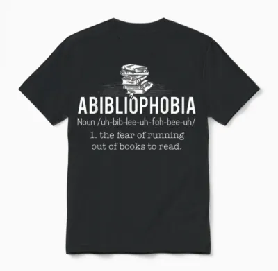 Abibliophobia - Funny Reading Bookworm Reader Gift Unisex T-Shirt - Black