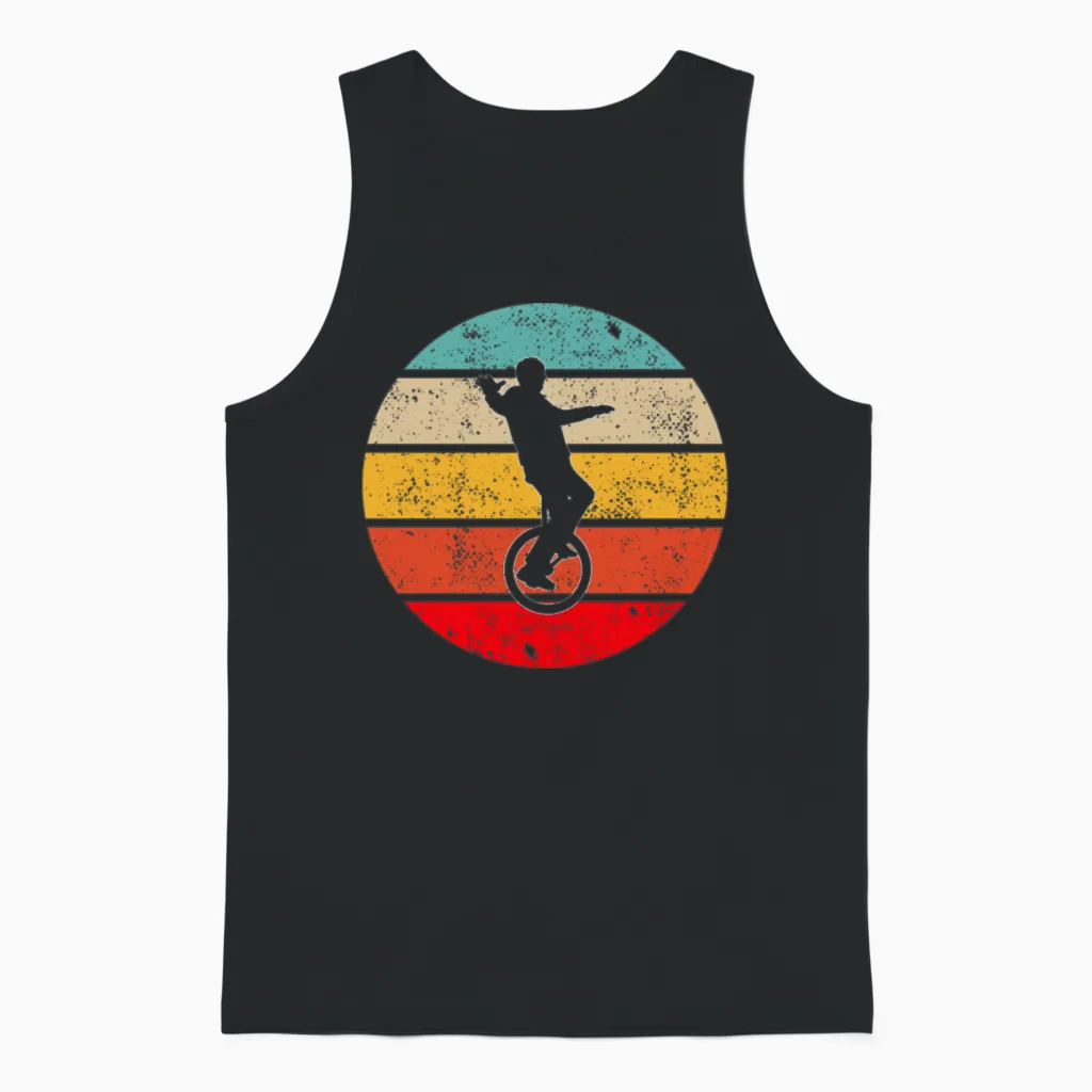 Unicycle Retro Unisex Tank Top in Black