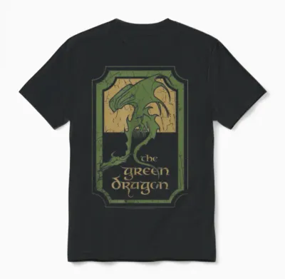 Lord of the Rings Green Dragon Tavern T-Shirt Small Unisex T-Shirt - Black