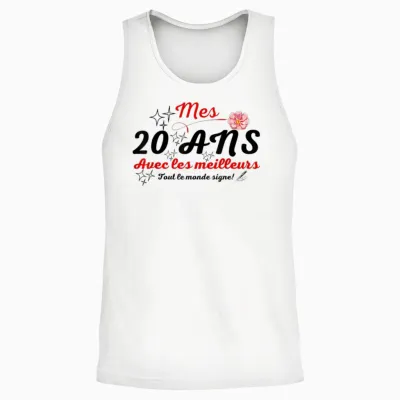 A Signer 20 Ans Anniversaire Gift Anniv 20 Years Signature Unisex Tank Top - White