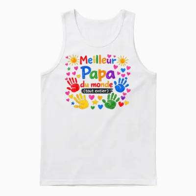 Gift Best Dad in the World Original Father's Day Christmas Unisex Tank Top - White