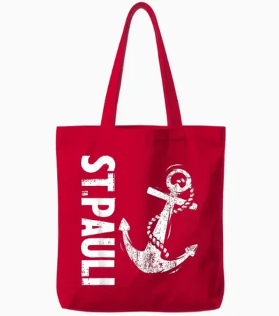 St Pauli Hamburg Paulianer St. Pauli T-Shirt, Black Tote Bags - Red