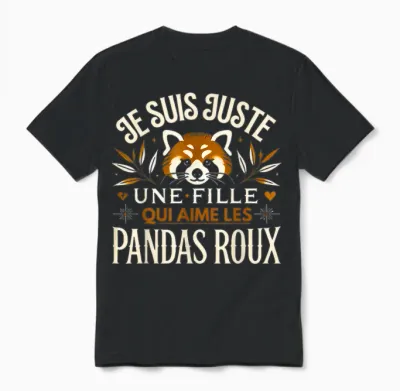 Red Panda Girl Red Panda T-Shirt, Black, S Unisex T-Shirt - Black